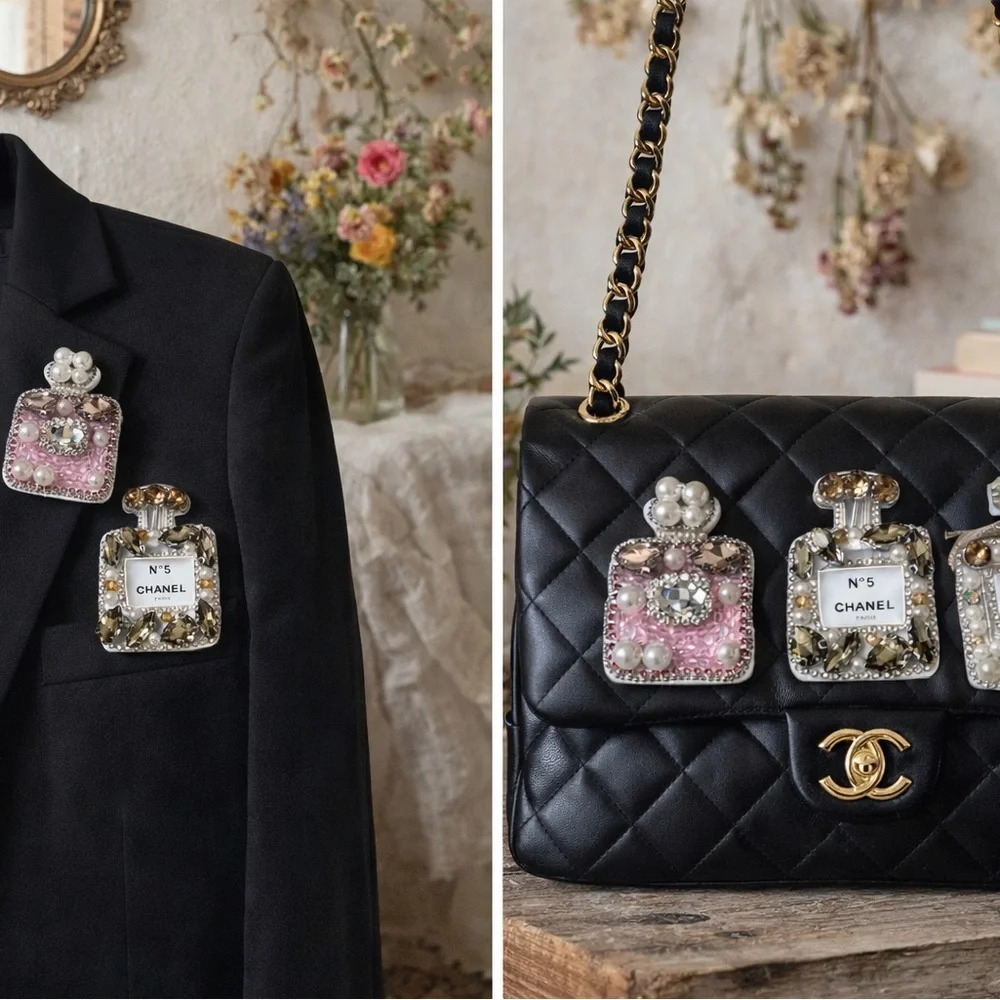 CC Embroidered Decorative Perfume Bottle Patches - Set of 3 - Picture 2 of 2